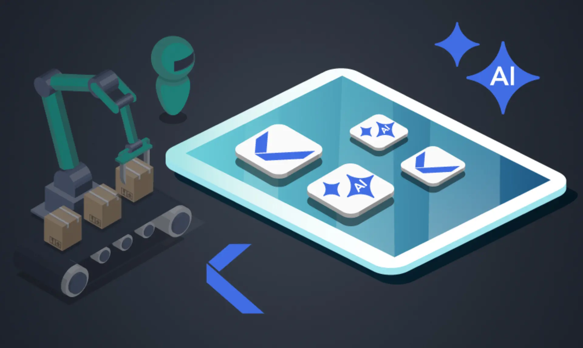 Illustration representing AI integrated into Poka Connected Worker Platform