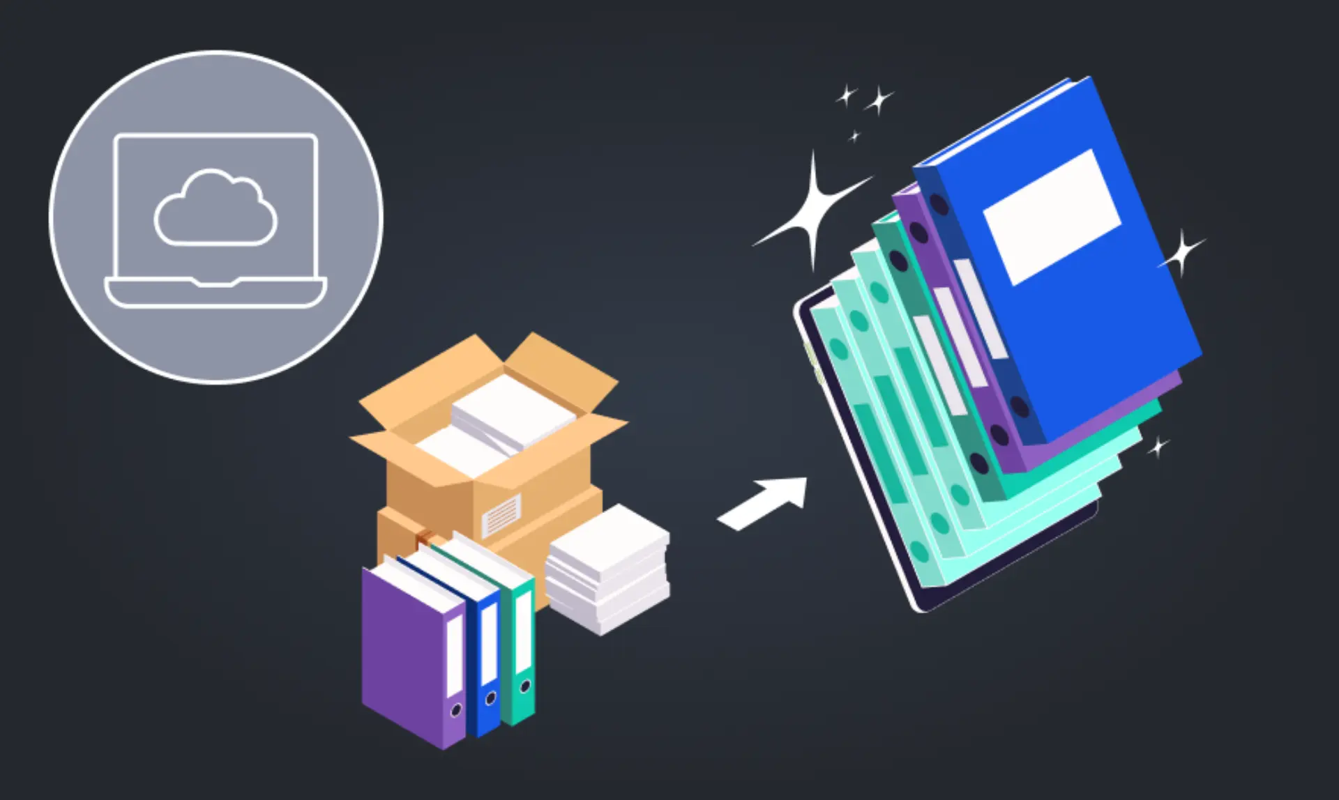 A computer accompanied by a book and a box, illustrating a study or work environment.