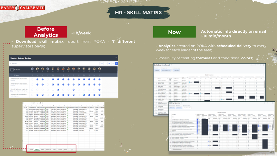 Screenshot representing before and after HR & Skill Matrix
