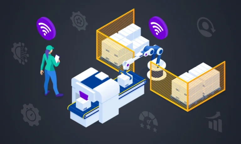 A modern automated warehouse featuring robotic systems and advanced technology for efficient inventory management.