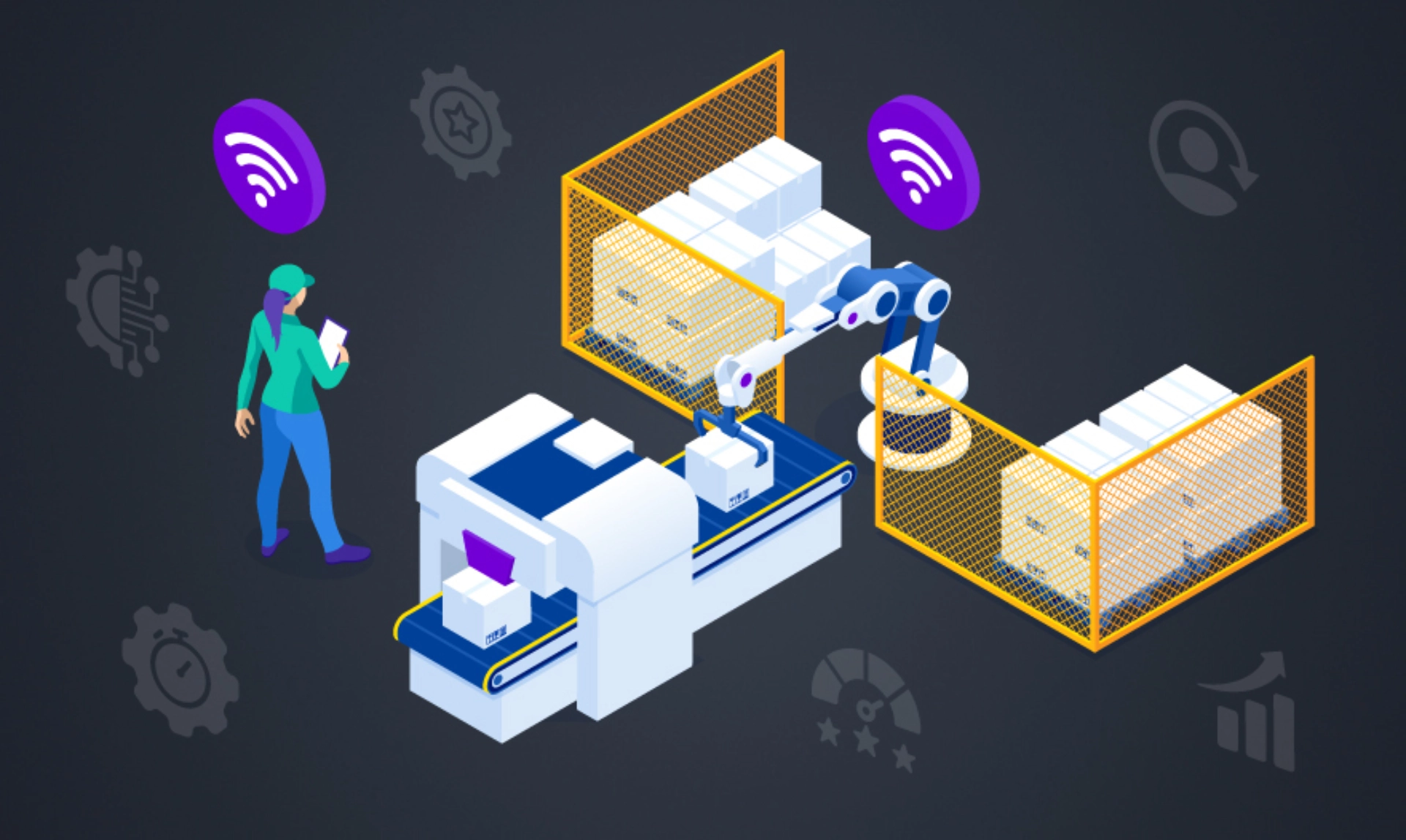 A modern automated warehouse featuring robotic systems and advanced technology for efficient inventory management.