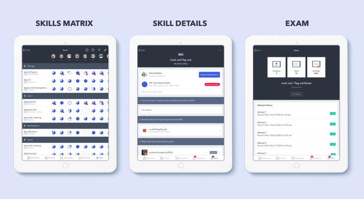 Screenshots of Poka Skills Matrix on iPad
