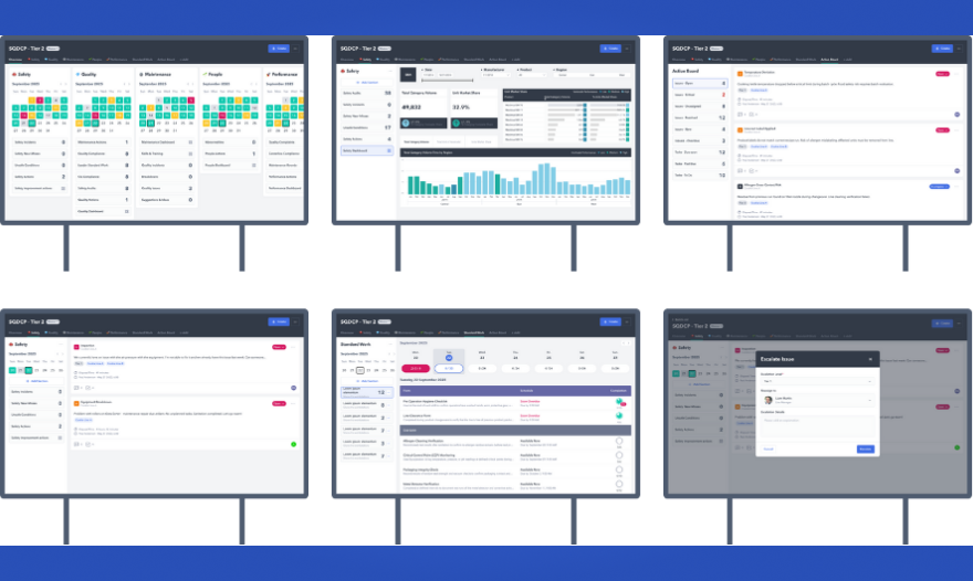 Screenshots of Poka Huddle board