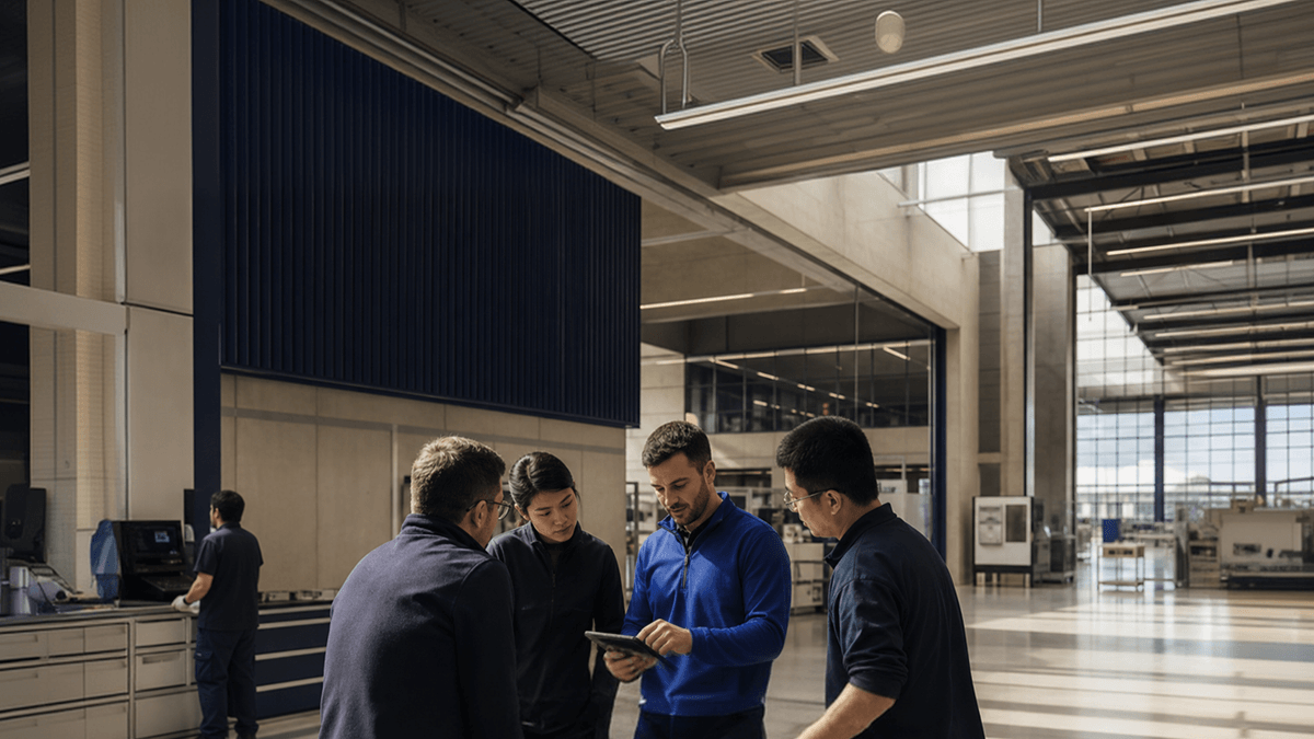 A group of people meeting at a work environment